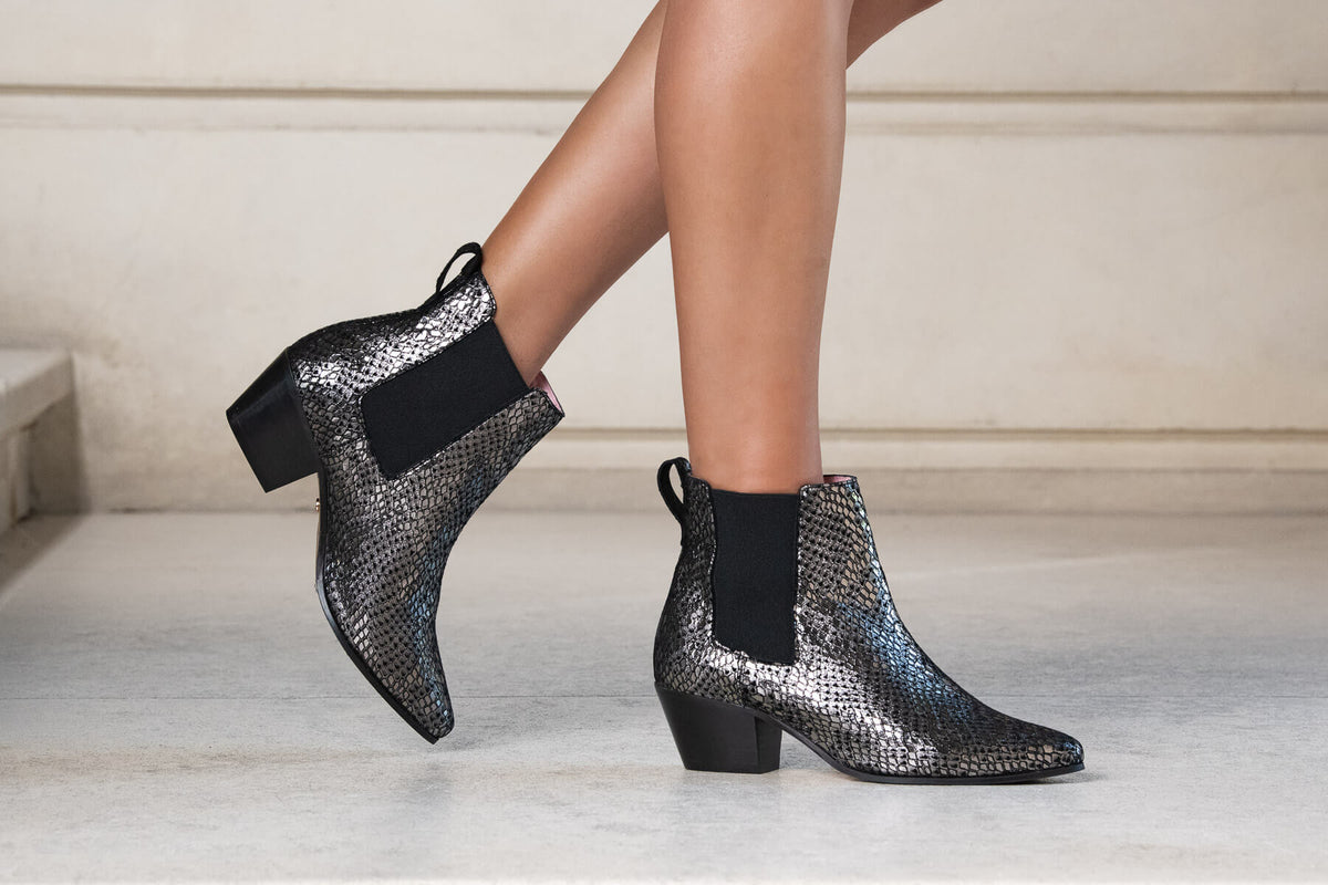 Ankle Boots Bottines Femme Python Noir Python Santiag Serpent