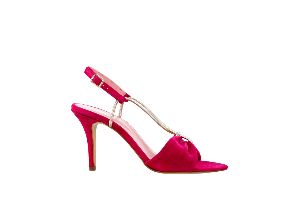 Sandales Jane rose fuchsia et or - Coralie Masson créatrice française de chaussures 