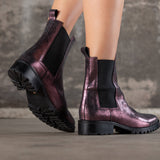 Bottines Chelsea cuir bordeaux irisé