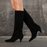 Bottes Billie en croute de cuir noir
