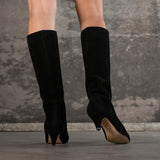 Bottes Billie en croute de cuir noir