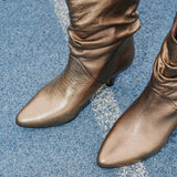 Bottes City cuir marron glacé métallisé