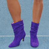 Bottes City cuir violet intense