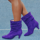 Bottes City cuir violet intense