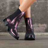 Bottines Chelsea cuir bordeaux irisé