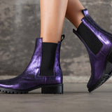 Bottines Chelsea en cuir métallisé violet