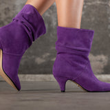 Bottes City en cuir violet