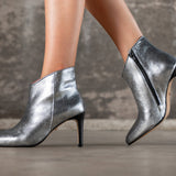 Bottines Emily en cuir argenté