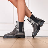 Bottines Gotham en cuir craquelé silver