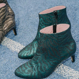 Bottines Ivy zebré vert métallisé