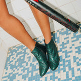 Bottines Ivy zebré vert métallisé