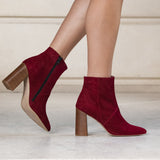 Bottines Marcia en croute de cuir rouge
