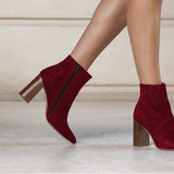 Bottines Marcia en croute de cuir rouge