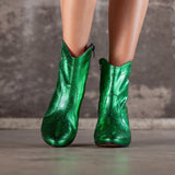 Bottines santiag Rose vert métallisé
