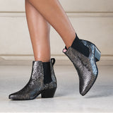 Bottines Bogota en cuir python argenté