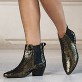 Bottines Bogota en cuir serpent mordoré