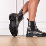 Bottines Gotham en cuir craquelé silver