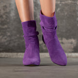 Bottes City en cuir violet