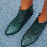 Bottines Ivy zebré vert métallisé