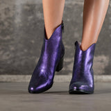 Bottines Nevada cuir violet métallisé