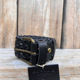 Ceinture Mila en cuir noir tressé
