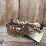 Ceinture Lou en cuir doré tressé