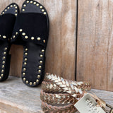 Ceinture Lou en cuir doré tressé