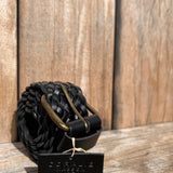 Ceinture Mila en cuir noir tressé