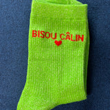 Chaussettes à paillettes "Bisous Calin"