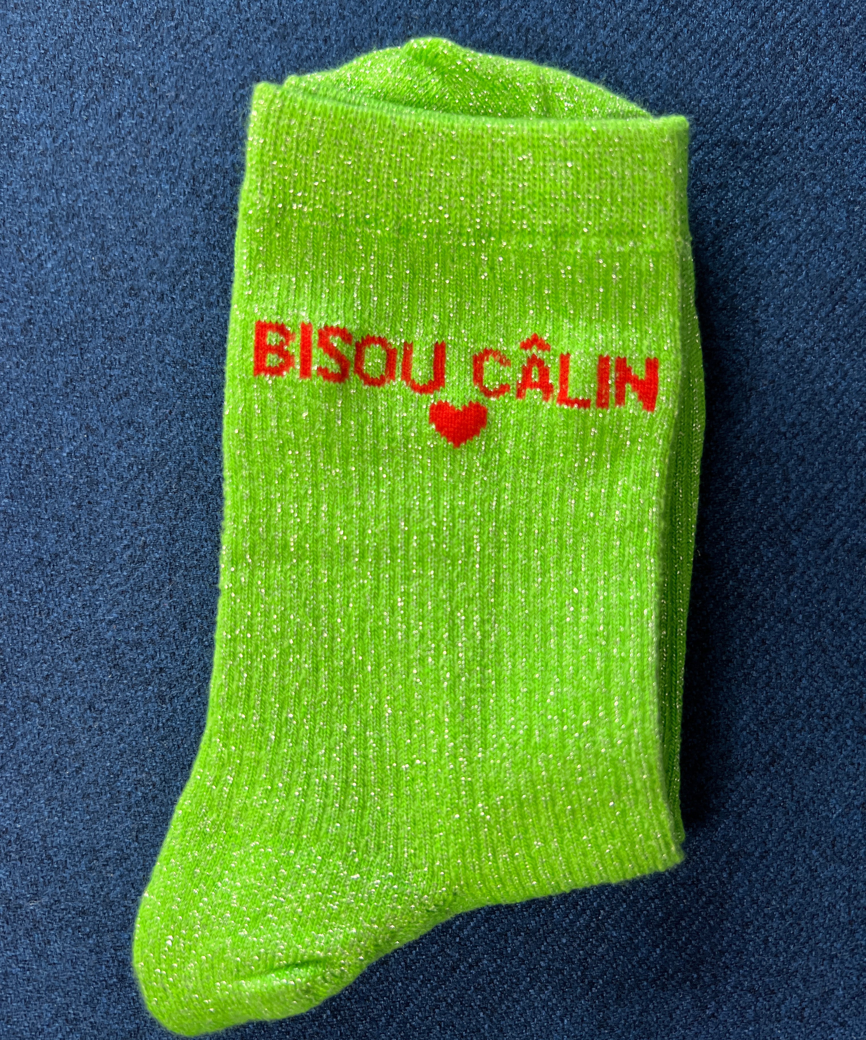 Chaussettes à paillettes "Bisous Calin"