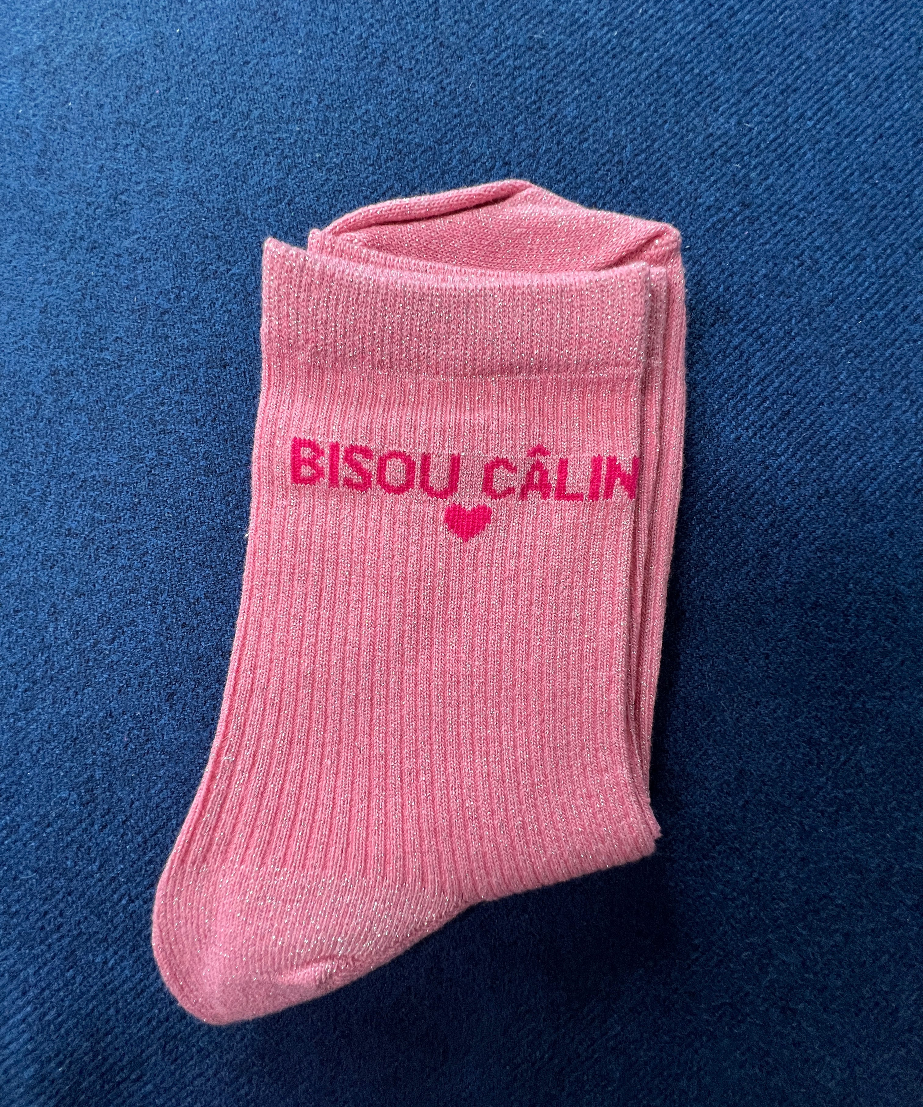 Chaussettes à paillettes "Bisous Calin"