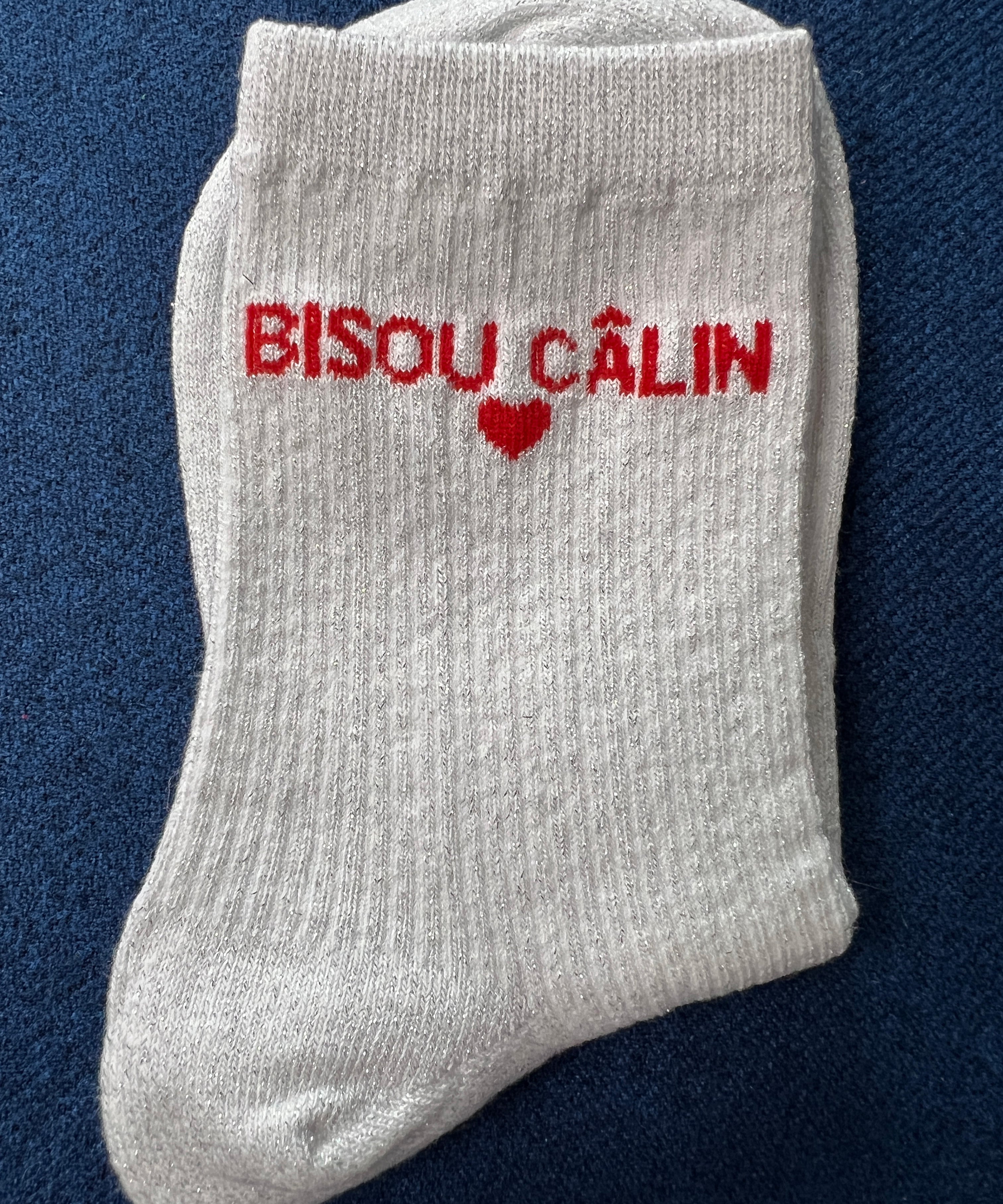 Chaussettes à paillettes "Bisous Calin"