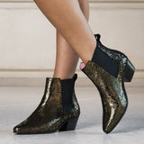 Bottines Bogota en cuir serpent mordoré