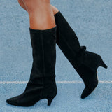Bottes Billie en croute de cuir noir