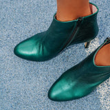 Emily cuir vert métallisé grainé
