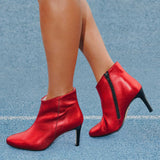 Bottines Emily rouge métallisé