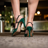 Slingback léopard vert