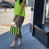 Sac Max - Mini sac à main kaki & jaune fluo