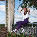 Baskets hautes Maria cuir blanc et violet