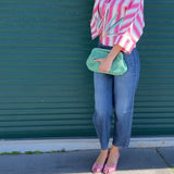Pochette Clem vert lurex