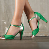 Salomés Lilith en cuir vert et or