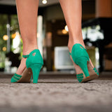 Sandales Cora en cuir vert et or