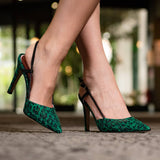 Slingback léopard vert