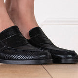 Mocassins Joey cuir irisé noir