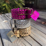 Ceinture Mila en cuir noir tressé