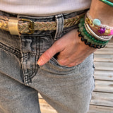 Ceinture Lou en cuir doré tressé