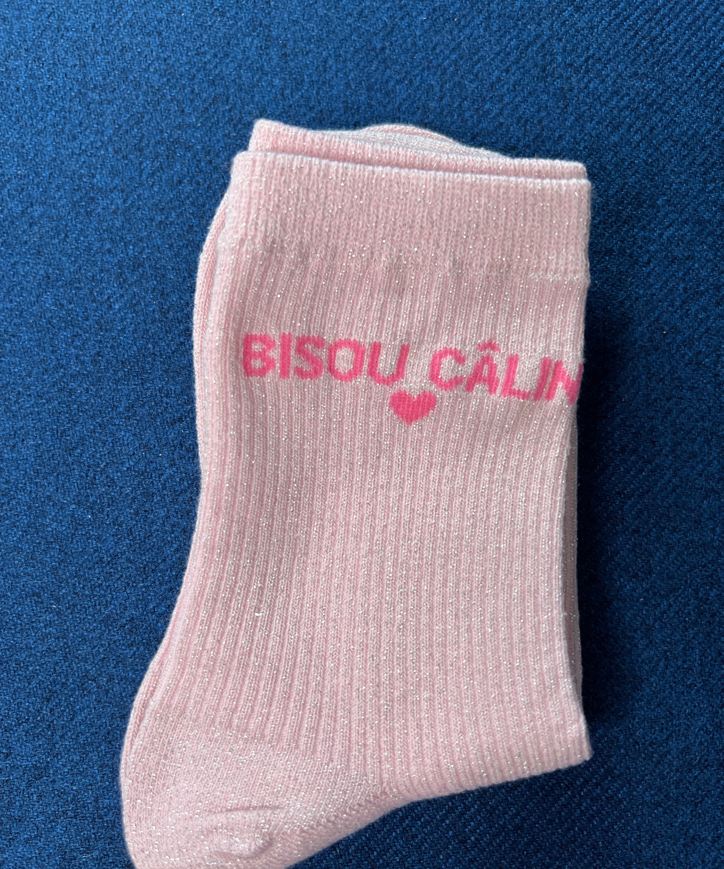 Chaussettes à paillettes "Bisous Calin"