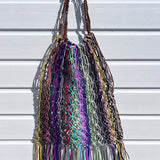 Sac filet multicolore anse marron