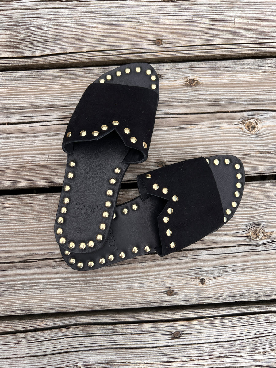 Chaussures Plates Dani Black En Cuir Noir - Bout Ouvert (peep Toe) Taille 6.5 US, Confort Assuré