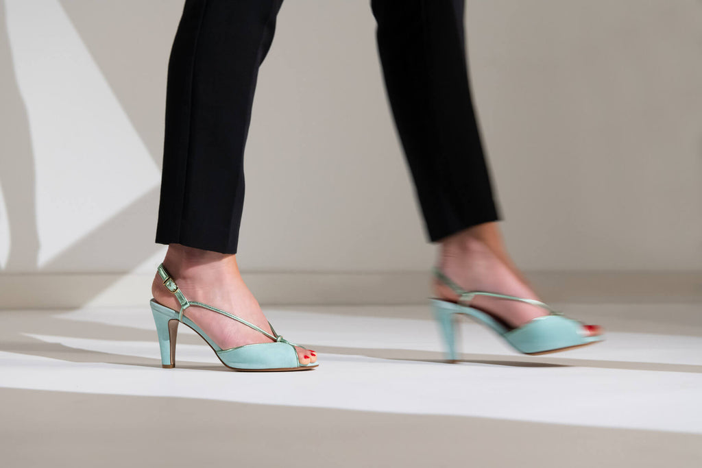 Sandales Lolotte vert mint - Coralie Masson créatrice française de chaussures 